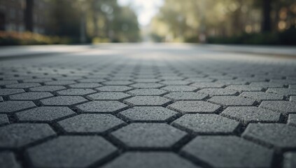 Concrete paving stones with textured hexagonal pattern, designed for outdoor pathways or garden flooring