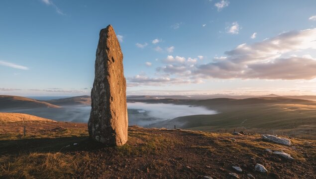 Bunnet Stane geological structure in Fife, Scotland, seen as a weathered natural formation, Earth Day