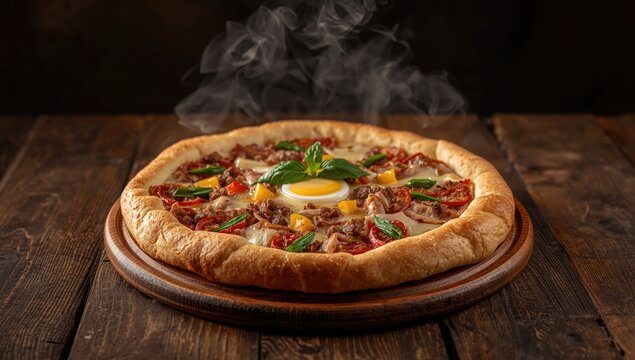 Traditional Turkish pide displayed on a wooden surface in a kebab eatery, highlighting bread serving methods