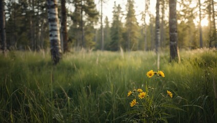 Tansy flowering plant in a July taiga environment, highlighting herbal application