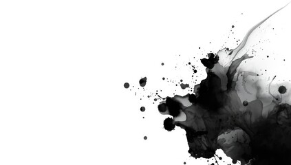 Black ink texture on white background, abstract watercolor pattern for digital UI backdrop, World Malaria Day