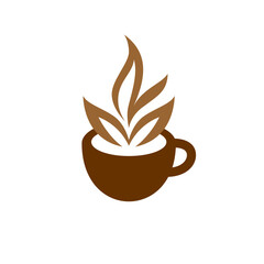 coffee cup icon. with growth aromatic roasted logo