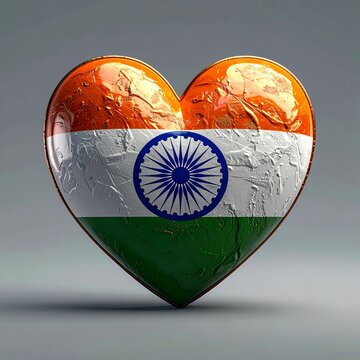 Heart-shaped Indian flag symbolizing love and patriotism for India.