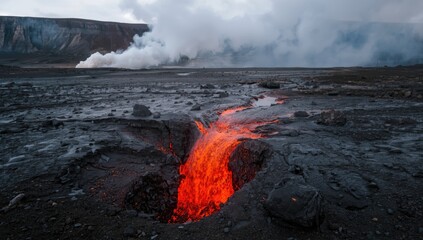 Fagradalsfjall volcano in Iceland erupting, illustrating geological activity and eruption processes