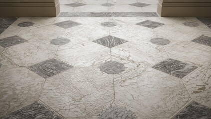 Marble tile flooring with alternating textured surfaces arranged in a traditional grid, ideal for architectural layouts