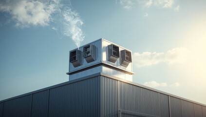 Roof-mounted smoke extraction system facilitating fire safety response, building infrastructure