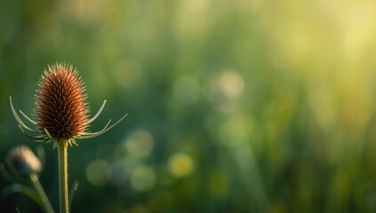 Thistle family flower with sharp spikes and brown blooms, suitable for nature pattern design