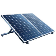Solar Panel Array in Modern Design with Bright Blue Photovoltaic Cells in Studio Lighting for Renewable Energy isolated on transparent background