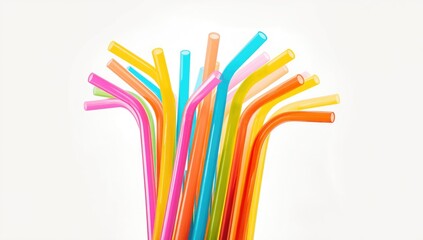Assorted brightly colored straws arranged for use in beverage presentation or decoration, serving as a visual background