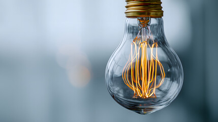 Glass light bulb with visible filament