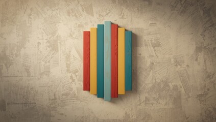 Multicolored wall boards serving as a UI backdrop for interface elements