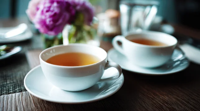 Minimal Green Tea Cups on Rustic Wooden Table