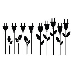 An Electrical Power Plug Transforming Into Leaf Icons.