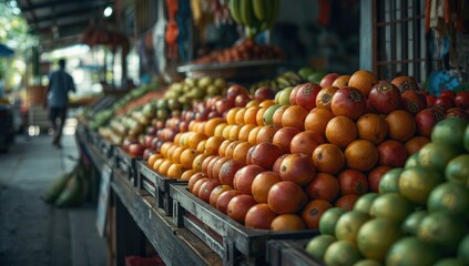 Fresh fruit display at a market featuring guava, papaya, salak, and bananas, highlighting vitamin and iron sources, Nutrition Awareness Week