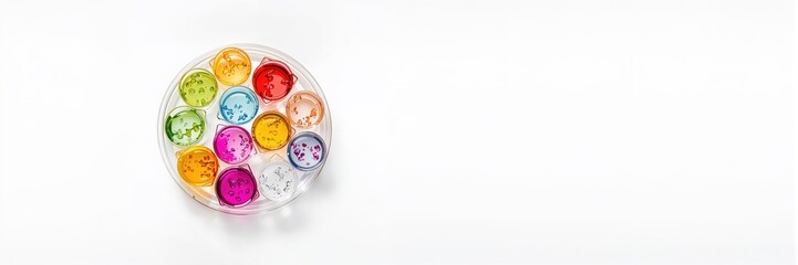 Fototapeta premium Petri dish with liquid samples used for laboratory testing, safety protocols in scientific research, World Laboratory Day