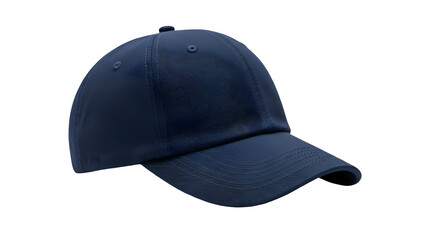 Navy Blue Cotton Baseball Hat Isolated on White Side View Mockup