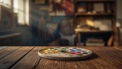 Watercolors palette with diverse hues arranged for painting activities, focusing on art supplies