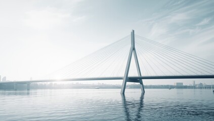 Obraz premium Modern black and white bridge, used as urban infrastructure blueprint background