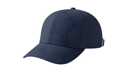 Dark Navy Blue Classic Baseball Cap Isolated on White Side View