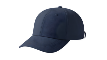 Dark Navy Blue Classic Baseball Cap Isolated on White Side View