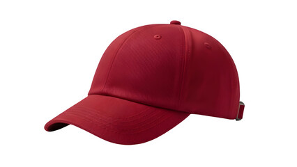 Classic Red Baseball Cap Isolated on White Background Side View Mockup