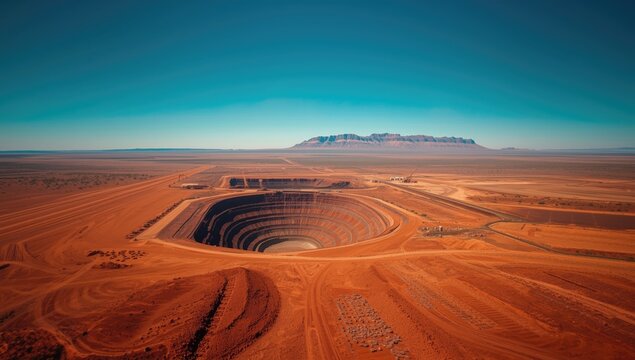 Extraction of iron ore in the Pilbara, highlighting industrial operations, Earth Day