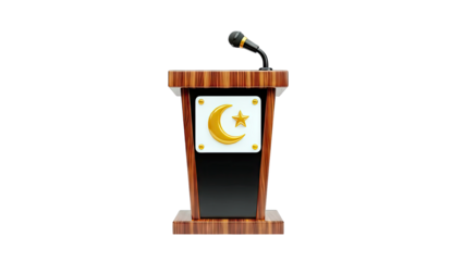 Islamic Podium with Microphone on White Background