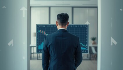 Investor reviewing stock performance data to assess inflation risk and economic trends, market analysis, investment planning