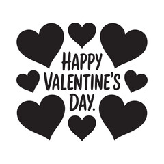 Black hearts and a valentine s day message form a decorative simple graphic design