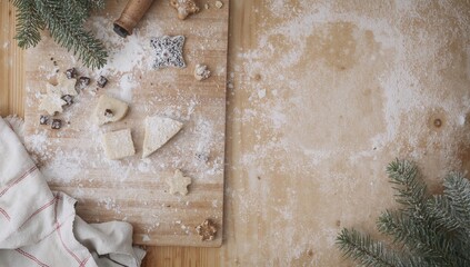 Shortbread dough with nuts and chocolate, sliced on a wooden board for cookie preparation, home baking activities
