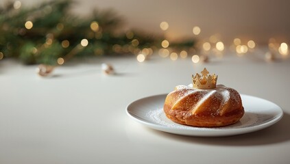 Christmas-themed mini cake of kings isolated for dessert display during holiday event