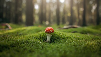 Red Fly Agaric mushroom in woodland, highlighting mushroom identification for safety