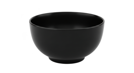 Elegant black bowl isolated simple kitchenware for serving food and beverages transparent background black background