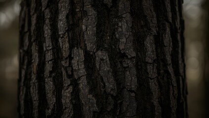 Old dark wood with rugged bark pattern functioning as a rustic background for layout or typography