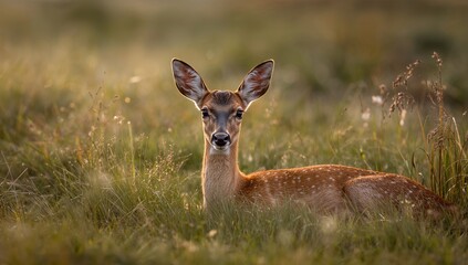 Roe Deer Resting The Grass