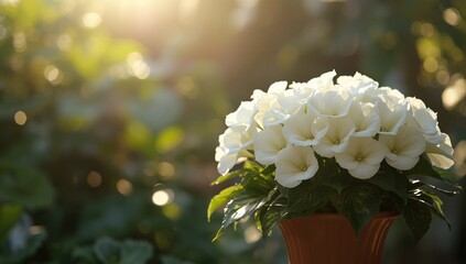 Sunlit tuberous begonia in bloom during June, suited for ornamental gardening and landscape design,