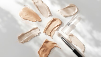 Skin tone makeup swatches showing liquid foundation strokes, highlighting cosmetic testing techniques, World Skin Awareness Day