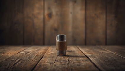 Vintage hammer placed on rustic wood texture suitable for construction or home improvement themes