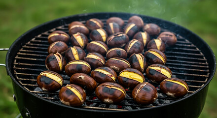 Roasted Chestnuts on a Barbecue Grill