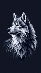 A polygonal wolf artwork, Ai generated image