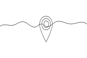Obraz premium Continuous line art map pin icon vector, minimalist location pointer design for navigation