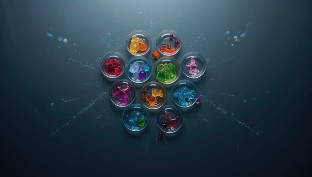 Laboratory scene with digital data processing and scientific research activities on a gray background, scientific analysis - Powered by Adobe