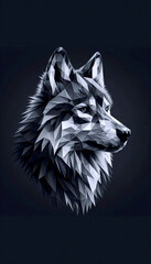 A polygonal wolf artwork, Ai generated image