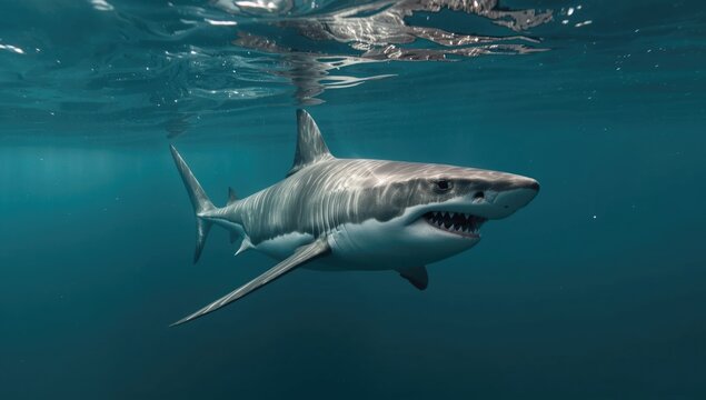 Great White Sharks in the waters off Gansbaai, Western Cape, South Africa, predator activity, marine conservation awareness