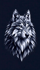 A polygonal wolf artwork, Ai generated image
