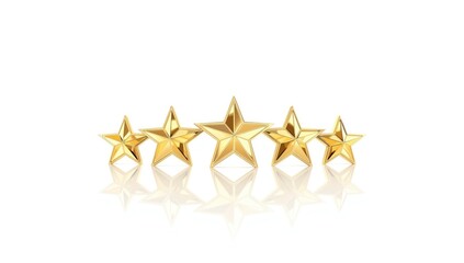 Rating and review symbol with five gold stars and a score indicator, isolated on white for quality evaluation