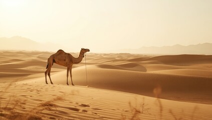 Desert scene with a camel, drought resilience, World Desertification Day