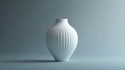 Contemporary White Pixelated Vase Art. Digital 3D Rendered Object on Grey Background.