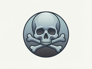Fototapeta premium A modern vector illustration of the classic cool gray skull and crossbones emblem, signifying danger, is cleanly isolated on a white background.