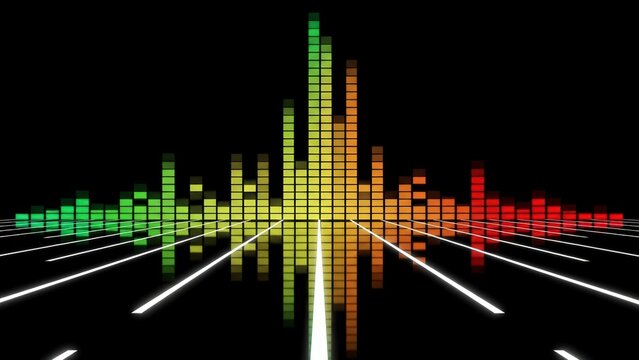 Digital Sound Equalizer Display with Colorful Bars and Reflections. - Powered by Adobe